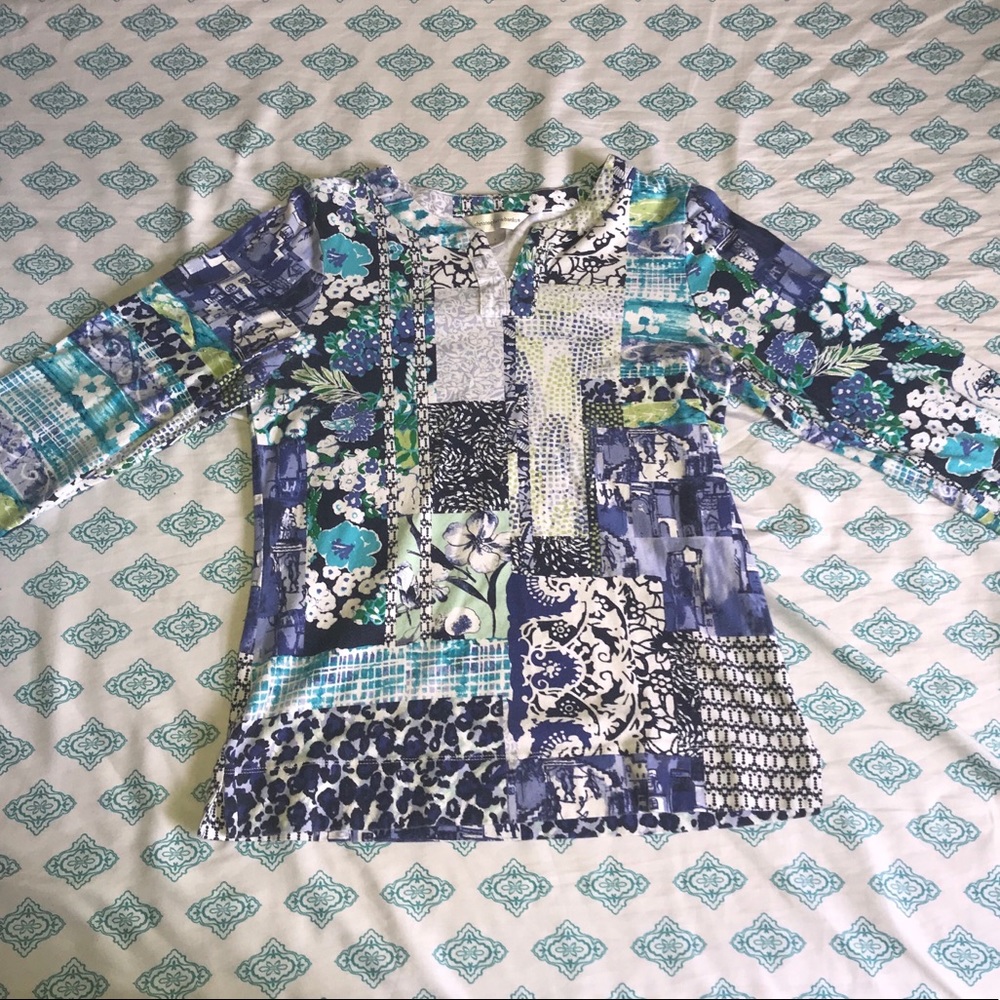 Blue Patterned Christopher & Banks Top